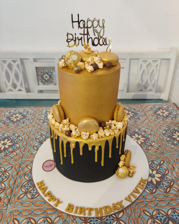 Birthday Designer Cake (Golden)